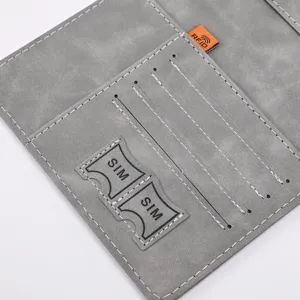 PU leather passport holder interior detail with card and SIM slots for travel organization.
