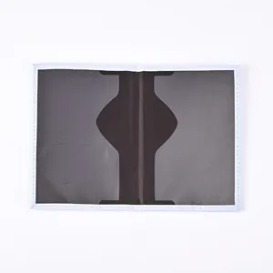 Detail view of minimalist PU leather passport holder, portable travel document organizer cover.