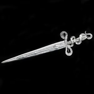 Goth silver sword metal hairpin, creative dagger hair stick for vintage cosplay styling.