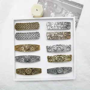 Vintage Metal Spring Hair Clips Retro Alloy Barrettes Geometric Carved Hair Accessories For Women Daily Styling