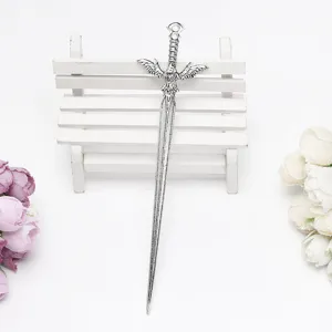 Vintage sword hair stick for women, ancient style metal hairpin for cosplay and styling.
