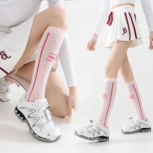 Breathable mesh compression sports socks for women, fitness running yoga calf support socks