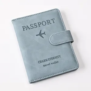 PU leather passport holder with magnetic clasp travel wallet retro passport cover organizer