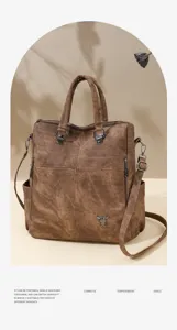 Multi-functional soft leather women's backpack, convertible into shoulder and crossbody bag.