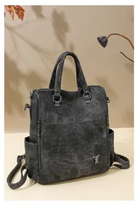 Stylish multi-functional women's soft leather backpack, versatile shoulder bag and casual handbag.