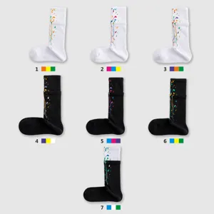 Unisex Casual Crew Socks Cotton Blend Colorful Splash Ink Print Athletic Sports Socks Fashion Streetwear Hosiery