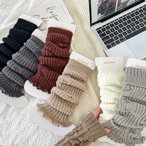 Gezellige gebreide distressed beenwarmers, grove breisel slouch sokken voor winter JK stijl.
