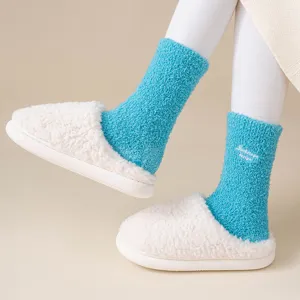 Fluffy slouch socks and cozy fuzzy slippers detail showing soft texture and daily wear style.