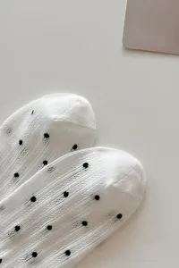 Summer sheer polka dot boat socks for women breathable mesh cute ballet style short hosiery