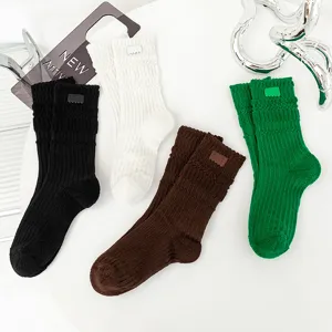 Thickened terry long socks for women, trendy ins style winter warm hosiery, cozy knit apparel.
