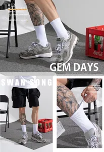 Unisex spring summer mid-tube sports socks breathable cotton white trendy fashion socks