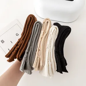 Unisex Hollow Out Distressed Crew Socks Casual Cotton Blend Solid Color And Stripe Breathable Fashion Streetwear Socks