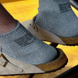 Spring and summer minimalist solid color Japanese thick needle letter print short cotton socks