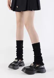 Grove gebreide destroyed beenwarmers voor vrouwen, stijlvolle JK stijl winter zwarte beenwarmers.