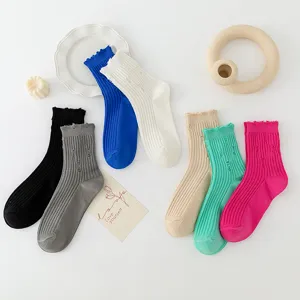 Colorful ribbed distressed crew socks set, casual grunge style unisex socks for daily wear.