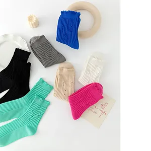 Colorful ribbed distressed crew socks for men and women, trendy casual fashion casual wear.