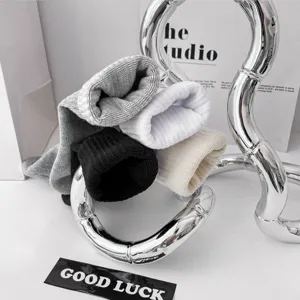 Men's thick towel bottom sports mid-tube solid cotton socks for spring summer active wear
