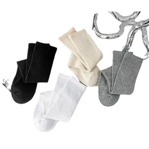Men solid color ribbed mid tube cotton socks four classic colors comfortable daily wear