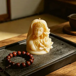 Handmade lotus goddess scented candle soy wax home decor zen aroma gift ornament