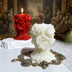Handgefertigte 3D Rosen Bouquet Duftkerzen Set, elegante Vintage Deko und Geschenk.