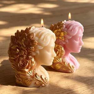 Exquisite meditation girl scented soy wax candle for unique home decor and cozy gift.