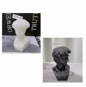 David sculpture scented candle detail view, artistic home decor wax figure for room aesthetic.