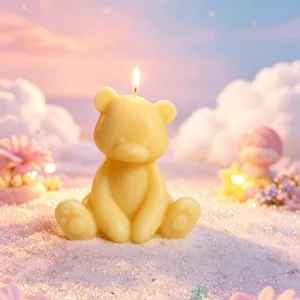 Adorable sitting bear scented candle for home decoration and cozy gift choice.