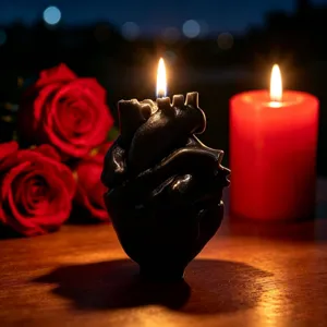 Bougie parfumée cœur 3D, style sombre créatif cire de soja noire cadeau romantique chambre