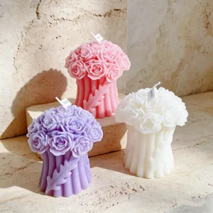 Handgemachte Sojawachs Duftkerze Rosen Säule Blumenform Aromatherapie Für Valentinstag Hochzeit Heimdekoration Geschenk