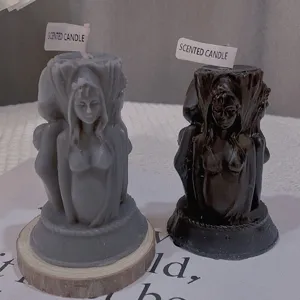 Three Goddesses Scented Candle Soy Wax Handmade Creative Three Sided Figure Pillar Candle Home Decor