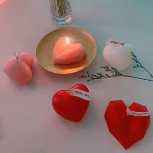 3D heart shaped scented candles set, romantic Valentine gift decor, romantic candle light