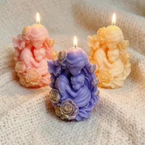 Mother and child scented candle soy wax floral design home decor gift wholesale view