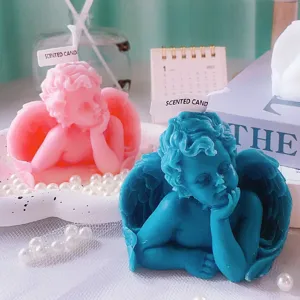 Cute angel scented candle couple set, pastel wax ornament for home decor, gift, party favor.