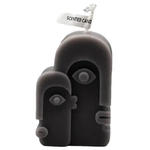 Candela profumata viso astratto geometrico grigio arte minimalista decorazione regalo cera