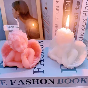 Cute angel shaped scented soy candles, aesthetic home decor and romantic party gift ornaments.