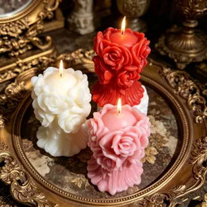 Duftende Rosenstrauß Kerze 3D Relief romantische Valentinstag Geschenk Heimdekoration ästhetische Wachs