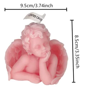 Pink angel scented candle with cute cherub design, perfect for home decoration and cozy gifts.