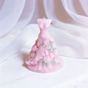 Rosa Kleid Duftkerze Detail, exquisite 3D Rosen Wachs, romantische Heimdekoration
