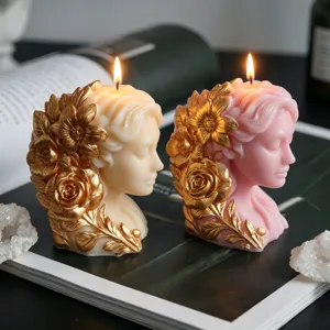 Ins Style Meditating Girl Scented Candle Soy Wax Handmade Aroma Figurine Home Decor
