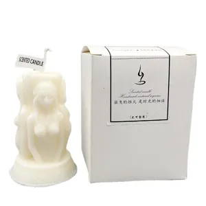 Handmade three-goddess scented candle with gift box, natural soy wax aromatherapy decor.