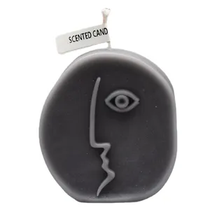 Abstract face scented candle minimalist home decor grey wax candle aesthetic room ornament gift