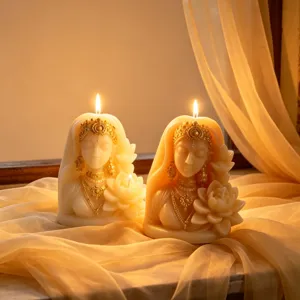Exquisite lotus goddess scented candle, elegant soy wax home decor, perfect gift for friends.