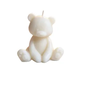 Cute sitting bear scented candle, adorable cartoon photo prop and sweet home decor gift item.
