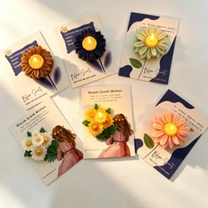 Handmade Beeswax Soy Wax Scented Candle Daisy Flower Card Greeting Gift Home Decor Tabletop Ornament Aroma Wax