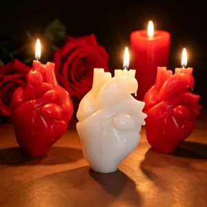 Bougie parfumee cœur anatomique 3D lot cadeau romantique Saint Valentin decoration cire