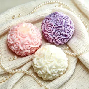 Handgemachte Kugelförmige Rosen Duftkerze Florale Aromatherapie Sojawachs Kerze Romantisches Valentinstag Geschenk Heimdekoration