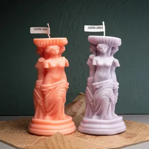 Set di candele profumate a colonna Venere a 3 lati, candele in cera scultura d'arte creativa per casa.