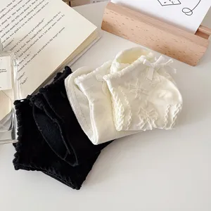 Women's cute bow cotton short socks, hollow-out casual spring and summer socks for daily wear.