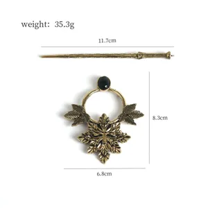 Vintage retro viking hair pin alloy metal gothic hair accessory with leaf and face design