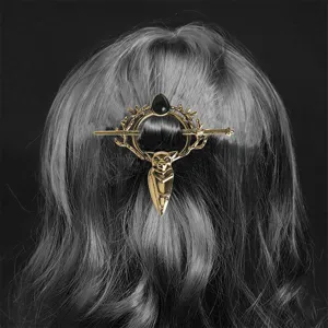 Vintage Nordic Viking bat antler alloy hair pin gothic style hair accessory for women